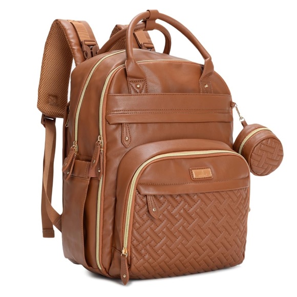 babbleroo Other - BabbleRoo Leather Diaper Bag Backpack leather brown